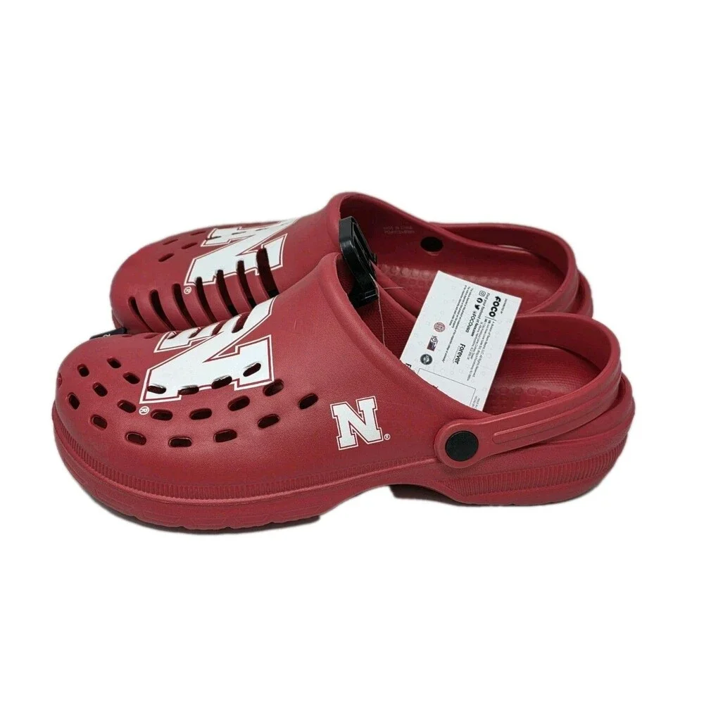 FOCO Licensed Men's Red Nebraska Clogs UNL Cornhusker State Size L Large 11-12